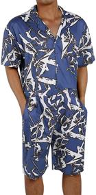 img 4 attached to Men's Active Summer Romper Jumpsuit with Drawstring Coverall Design