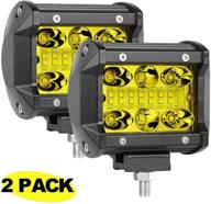 🚦 akd part amber 4 inch led pods: high-performance offroad driving lights - 120w osram led light bar - yellow led flood spot combo lights for trucks, atvs, utvs, motorcycles, and boats logo