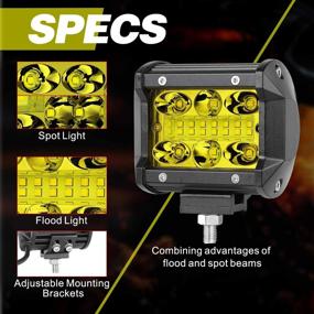 img 2 attached to 🚦 AKD Part Amber 4 inch LED Pods: High-Performance Offroad Driving Lights - 120W OSRAM LED Light Bar - Yellow LED Flood Spot Combo Lights for Trucks, ATVs, UTVs, Motorcycles, and Boats