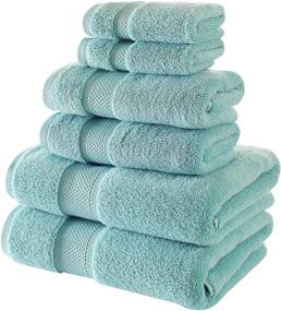 img 4 attached to 🛀 Mint Green Bagno Milano Turkish Cotton Hotel Spa Towel Set - 6 Piece, Ultra Soft & Plush Absorbent Towels - 100% Non-GMO Turkish Cotton