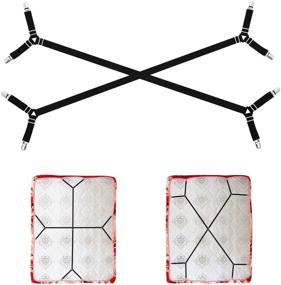 img 4 attached to 🛏️ 2 Pcs Adjustable Triangle Bed Sheet Fasteners - Elastic Crisscross Corner Holders for All Bedsheet Flat Sheets, Suspenders Holder Straps with Grippers