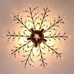 img 1 attached to Injuicy Lighting Vintage K9 Crystal Metal Edison Branches Led Ceiling Lights Fixtures Retro Wrought Iron French Villa Ceiling Lamp Shade - Elegant Black Dia.30.7 Inch Chandelier for Living Room, Bedroom, Porch