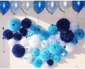 img 1 attached to 20-Piece Blue Tissue Paper Pom Poms Flowers: Perfect Party Decorations & Backdrop