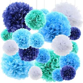 img 4 attached to 20-Piece Blue Tissue Paper Pom Poms Flowers: Perfect Party Decorations & Backdrop