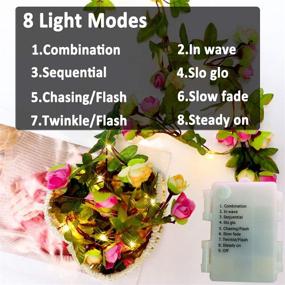 img 3 attached to 🌹 Waterproof Rose Flower String Lights Decor, 20 LED 6ft Flower Fairy Light for Indoor Outdoor, Wedding Wall Windows Home Garden Party Decoration with 8 Light Modes, Battery Powered