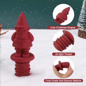 img 3 attached to 🎄 Set of 4 Christmas Wine Stoppers - Silicone Bottle Stoppers with Cute Christmas Tree, Elves, Snowman, and Snowball Shapes. Leakproof Seal Fun Stoppers - Perfect Xmas Gift!