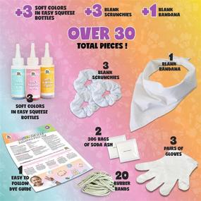 img 3 attached to 🎨 Pastel Tie Dye Kit - 3 Pack Scrunchies (Easy-Squeeze Bottles) with Blank Bandana, Dye Guide, and Rubber Bands for Endless DIY Fashion Possibilities