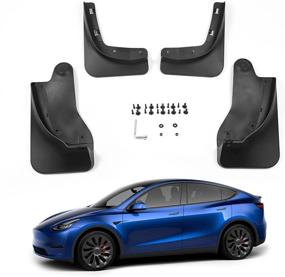 img 4 attached to Улучшенные брызговики без сверления для Tesla Model Y для защиты крыльев и бамперов, набор из 4 штук (матово-черный, улучшенный)