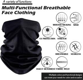 img 3 attached to 🧣 UV Protective Neck Gaiter Scarf - Breathable Bandana for Sunscreen & Face Covering (Black, Pack of 6)