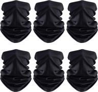 🧣 uv protective neck gaiter scarf - breathable bandana for sunscreen & face covering (black, pack of 6) logo