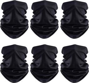 img 4 attached to 🧣 UV Protective Neck Gaiter Scarf - Breathable Bandana for Sunscreen & Face Covering (Black, Pack of 6)