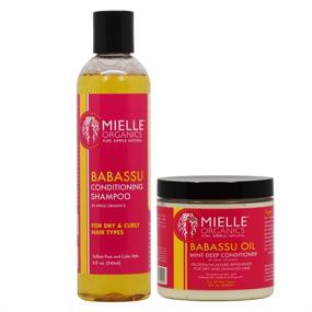 img 3 attached to 💆 Mielle Organics Haircare Set - Babassu Conditioning Shampoo 8 oz + Babassu Oil And Mint Deep Conditioner 8 oz