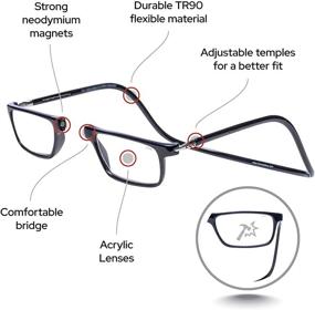 img 2 attached to 👓 CliC Magnetic Reading Glasses – Adjustable Temples, Replaceable Lens, Executive (Black, 1.50 Magnification)