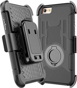 img 3 attached to 📱 E LV iPhone 6S Case: Ultimate Protection with Holster Defender, Kickstand, and Belt Swivel Clip in Black Circle Design