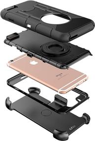 img 1 attached to 📱 E LV iPhone 6S Case: Ultimate Protection with Holster Defender, Kickstand, and Belt Swivel Clip in Black Circle Design