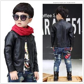 img 3 attached to 🏻 Liao Chen Xuan Boy's Trendy Stand-Collar PU Leather Moto Jacket for Spring Riding