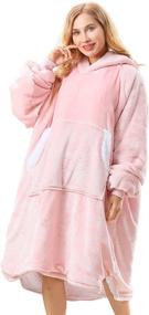 img 4 attached to 🧥 Uttermara Blanket Hoodie for Women & Men - Super Warm Cozy Sherpa Wearable Oversized Sweatshirt with Giant Front Pocket & Elastic Sleeve - One Size Fits All - Pink