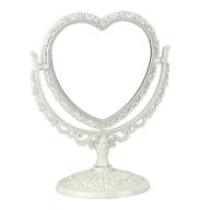 liitrton tabletop vanity makeup mirror: dual-sided rotatable heart-shaped decorative mirrors for bathroom and bedroom in elegant beige logo