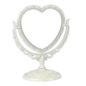 img 4 attached to Liitrton Tabletop Vanity Makeup Mirror: Dual-Sided Rotatable Heart-Shaped Decorative Mirrors for Bathroom and Bedroom in Elegant Beige