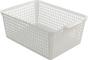 img 2 attached to 📦 3-Pack Large Plastic Storage Basket, White Storage Bin by Fiazony