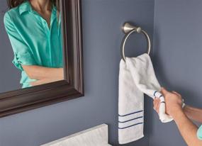 img 2 attached to 🛀 Enhance Your Bathroom Décor with the Moen MY6286BN Hamden Collection Hand Towel Ring in Brushed Nickel