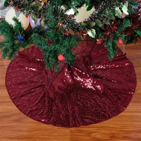 img 2 attached to 🎄 30-Inch Burgundy Sequin Christmas Tree Skirt by ShinyBeauty - High-Quality Sewn Sequin Fabric for Festive Holiday Decorations - 190919
