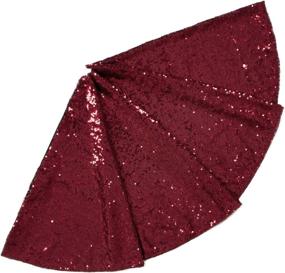 img 4 attached to 🎄 30-Inch Burgundy Sequin Christmas Tree Skirt by ShinyBeauty - High-Quality Sewn Sequin Fabric for Festive Holiday Decorations - 190919