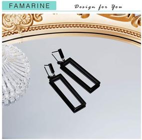 img 2 attached to FAMARINE Gold Geometric Drop Earrings: Elegant Rectangle Dangle Earrings for Women, Perfect Costume Jewelry