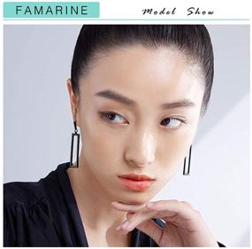 img 3 attached to FAMARINE Gold Geometric Drop Earrings: Elegant Rectangle Dangle Earrings for Women, Perfect Costume Jewelry