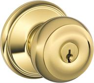 🔒 sleek and secure: schlage f51a geo 505 605 georgian bright brass door knob keyed entry lock логотип