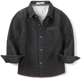 img 1 attached to OCHENTA Fleece Lined Denim Shirt Boys' Clothing for Tops, Tees & Shirts