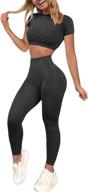 👖 yofit women's 2-piece seamless high waist yoga leggings with crop top gym set: stylish workout outfit for women логотип