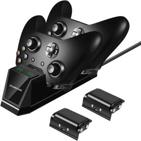 img 4 attached to Shumeifang Xbox One Controller Charger Kit - Version #2: Dual Charging Station 🎮 with 2 x 1200mAh Rechargeable Battery Packs for Xbox One/One S/One X Elite Wireless Controllers