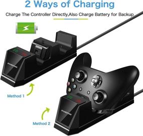 img 1 attached to Shumeifang Xbox One Controller Charger Kit - Version #2: Dual Charging Station 🎮 with 2 x 1200mAh Rechargeable Battery Packs for Xbox One/One S/One X Elite Wireless Controllers