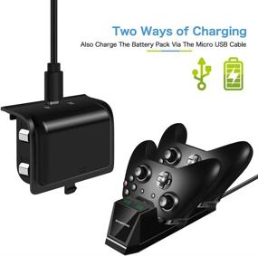 img 2 attached to Shumeifang Xbox One Controller Charger Kit - Version #2: Dual Charging Station 🎮 with 2 x 1200mAh Rechargeable Battery Packs for Xbox One/One S/One X Elite Wireless Controllers