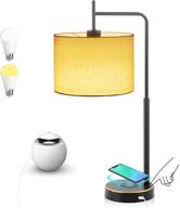 modern bedside touch control table lamp with wireless charging, usb ports, and dimmable 3 way lighting - perfect for bedroom, living room, and office use | includes 2 led bulbs логотип