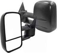 π aerdm pair of towing mirrors: textured black telescoping trailer side mirrors for chevy/gmc/cadillac silverado sierra avalanche suburban tahoe yukon xl escalade ext esv - manual operated logo