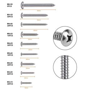 img 3 attached to 🔩 WELLOCKS 235 PCS Wood Screws Set: M3/M4/M5/M6 Stainless Steel Round Head Self Tapping Screws Assortment Kit with Storage Box - Rust-Proof Wood Screw Kit for Homemade, Repairment, Woodwork Indoor (D035)