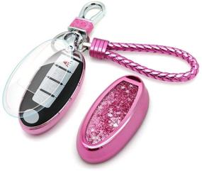 img 4 attached to 🔑 Stylish Pink Senauto Quicksand Key Fob Cover Case for Infiniti & Nissan Vehicles