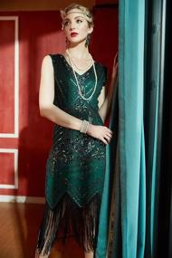 img 1 attached to Metme Women's Flapper Dress: Beaded & Fringed 1920s V-Neck Gatsby Prom Theme Dress