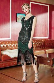 img 2 attached to Metme Women's Flapper Dress: Beaded & Fringed 1920s V-Neck Gatsby Prom Theme Dress