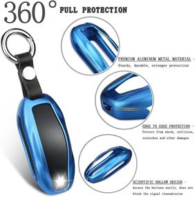 img 1 attached to Protective Keyless Accessory: QBUC Tesla Key Fob 🔑 Cover with Keychain - Compatible with Model S/3/Y - Blue