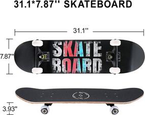 img 3 attached to 🛹 EOYIZW Skateboards, 31 Inch 9 Layer Canadian Maple Skateboard Deck - Double Kick Tricks Skateboards for Teens - Standard Skateboards for Beginners