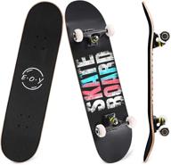 🛹 eoyizw skateboards, 31 inch 9 layer canadian maple skateboard deck - double kick tricks skateboards for teens - standard skateboards for beginners logo