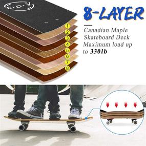 img 2 attached to 🛹 EOYIZW Skateboards, 31 Inch 9 Layer Canadian Maple Skateboard Deck - Double Kick Tricks Skateboards for Teens - Standard Skateboards for Beginners