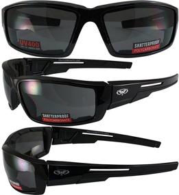 img 2 attached to 🏍️ Set of 2 Motorcycle Padded Glasses Sunglasses | Clear and Smoke Shades for ATV Quad Moped