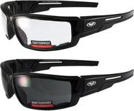 🏍️ set of 2 motorcycle padded glasses sunglasses | clear and smoke shades for atv quad moped logo