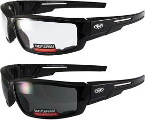 img 4 attached to 🏍️ Set of 2 Motorcycle Padded Glasses Sunglasses | Clear and Smoke Shades for ATV Quad Moped