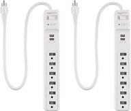 ⚡ 2-pack amazon basics 6-outlet surge protector power strip with 2 ft cord, 2 usb ports - 500 joule, white logo