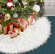 lznd christmas tree skirt - 48 inches white faux fur plush tree decoration for merry christmas holiday home - large tree mat decorations - soft, smooth & thick tree skirt логотип